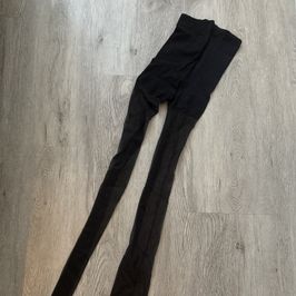 WORN BLACK TIGHS WITH SEAM