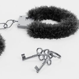 Fluffy black handcuffs