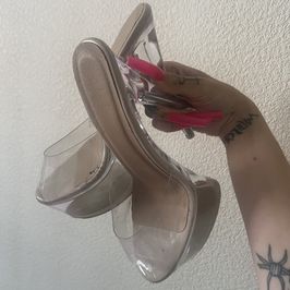 6 INCH CLEAR STRIPPER HEELS