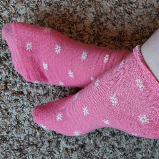 pink white flowers socks
