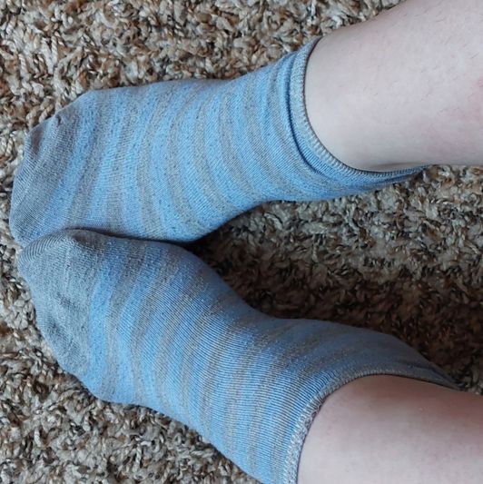 blue gray striped socks