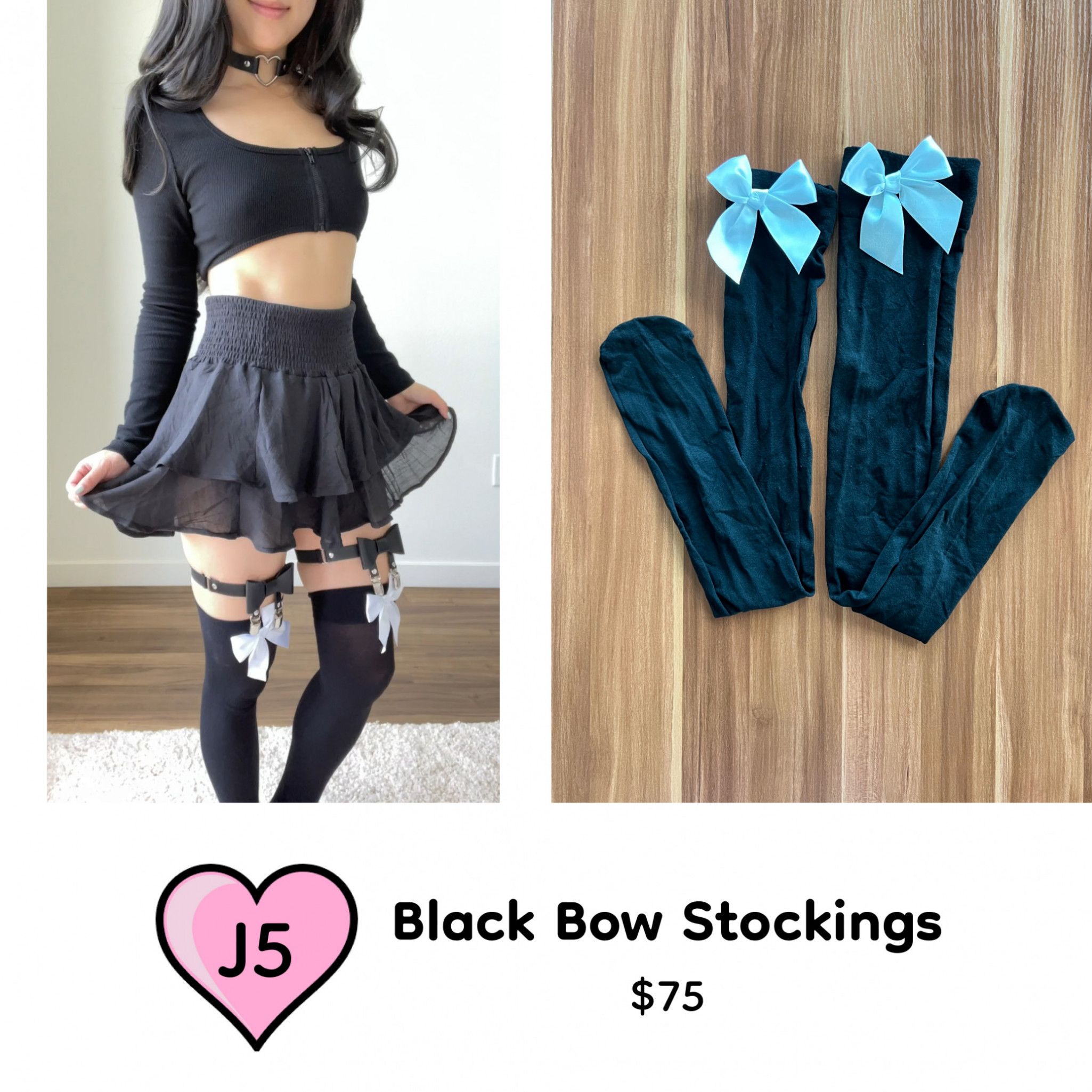 Black Bow Stockings