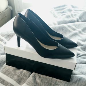 Black leather heels