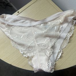 Cream colored lacey thong