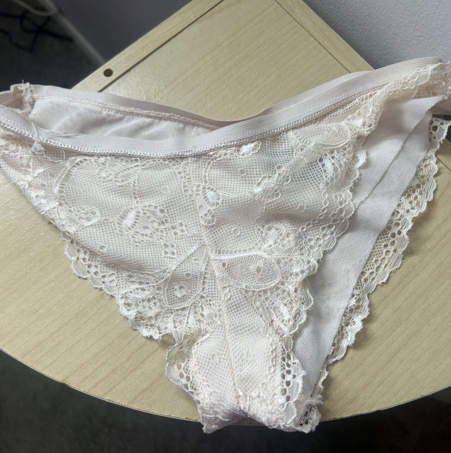 Cream colored lacey thong