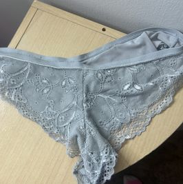 Grayish Light blue Lacey worn panties