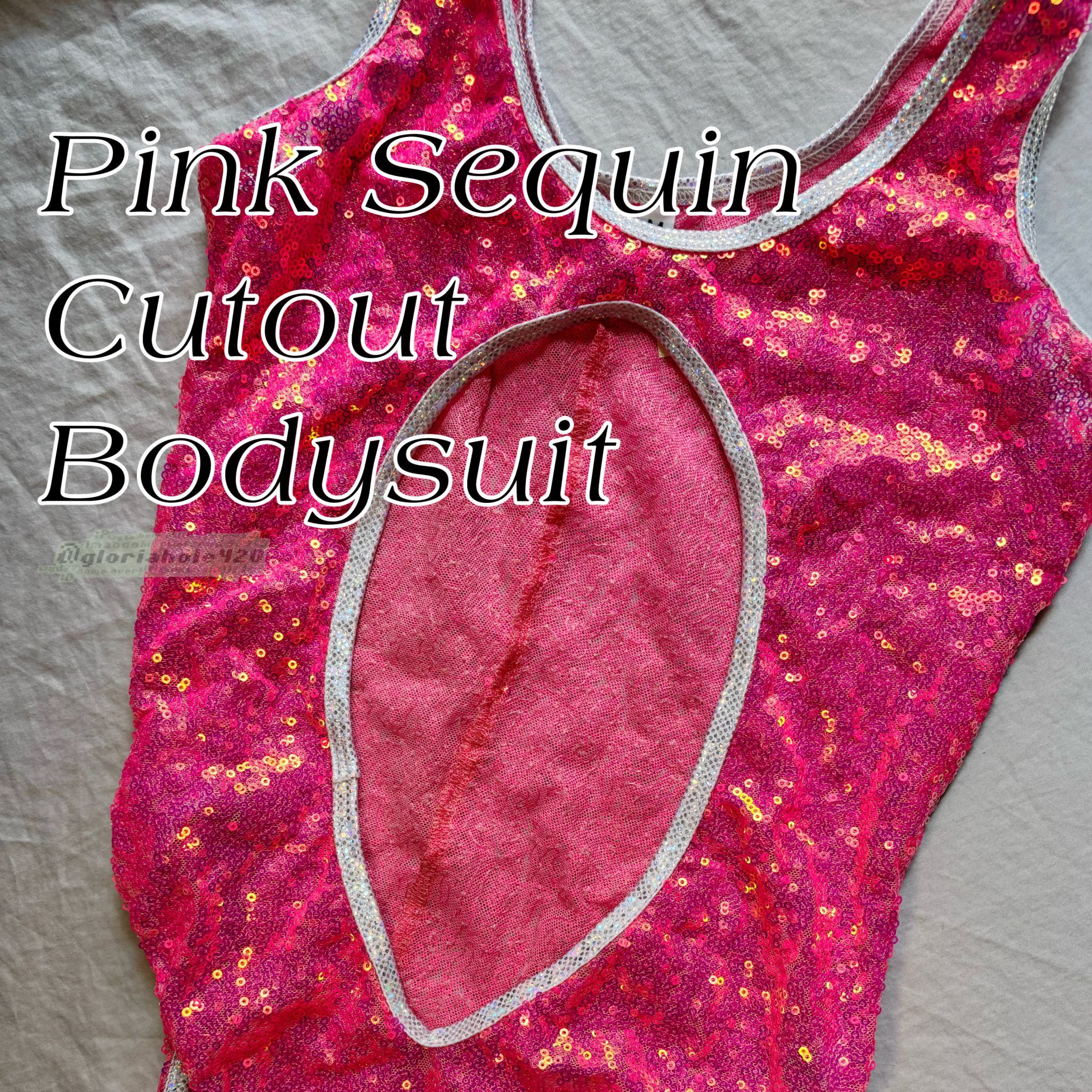 Pink Sequin Cutout Bodysuit