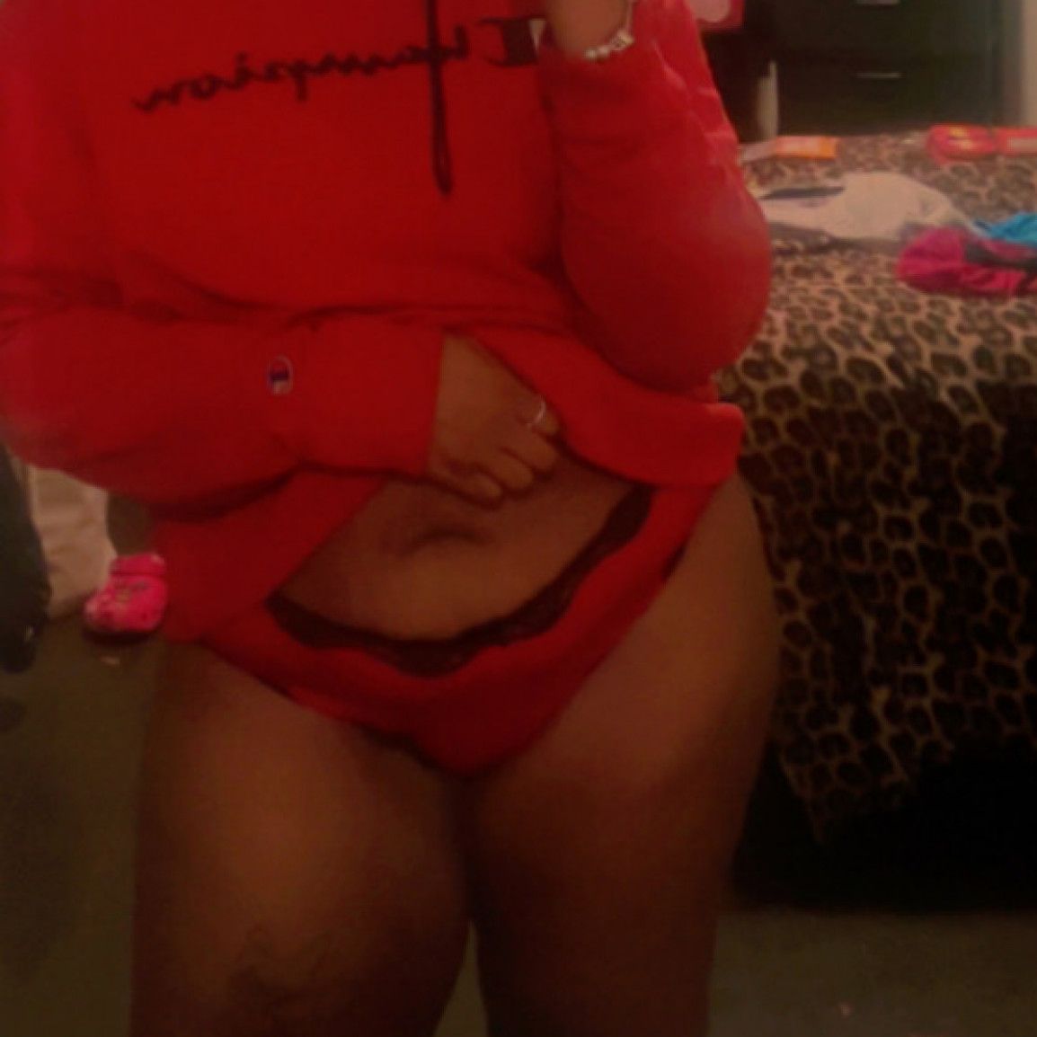 Red and black panties