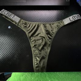 Deep Green Satin Thong
