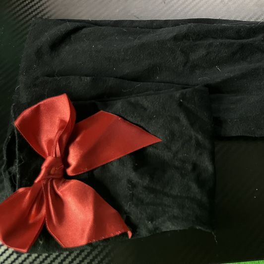 Black Thigh High Stockings with Satin Red Bows