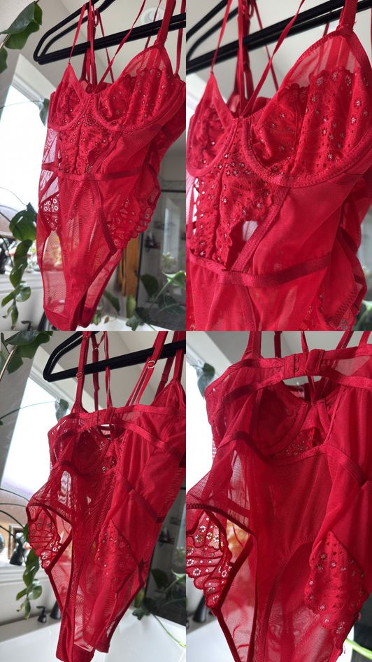 worn red lingerie