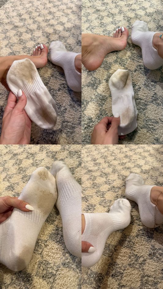 dirty worn white socks