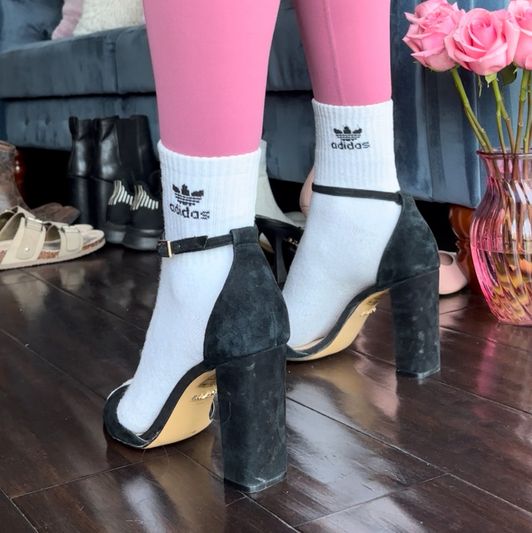 Used Black Ankle Strap Heels Worn in Power and Scent