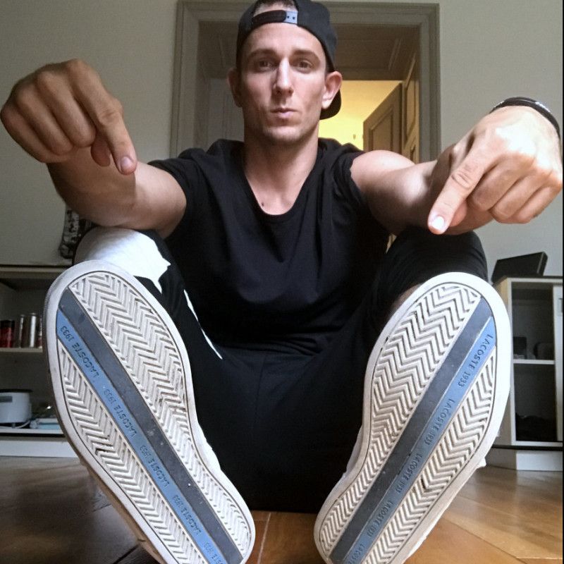 Heavily used smelly Lacoste sneakers