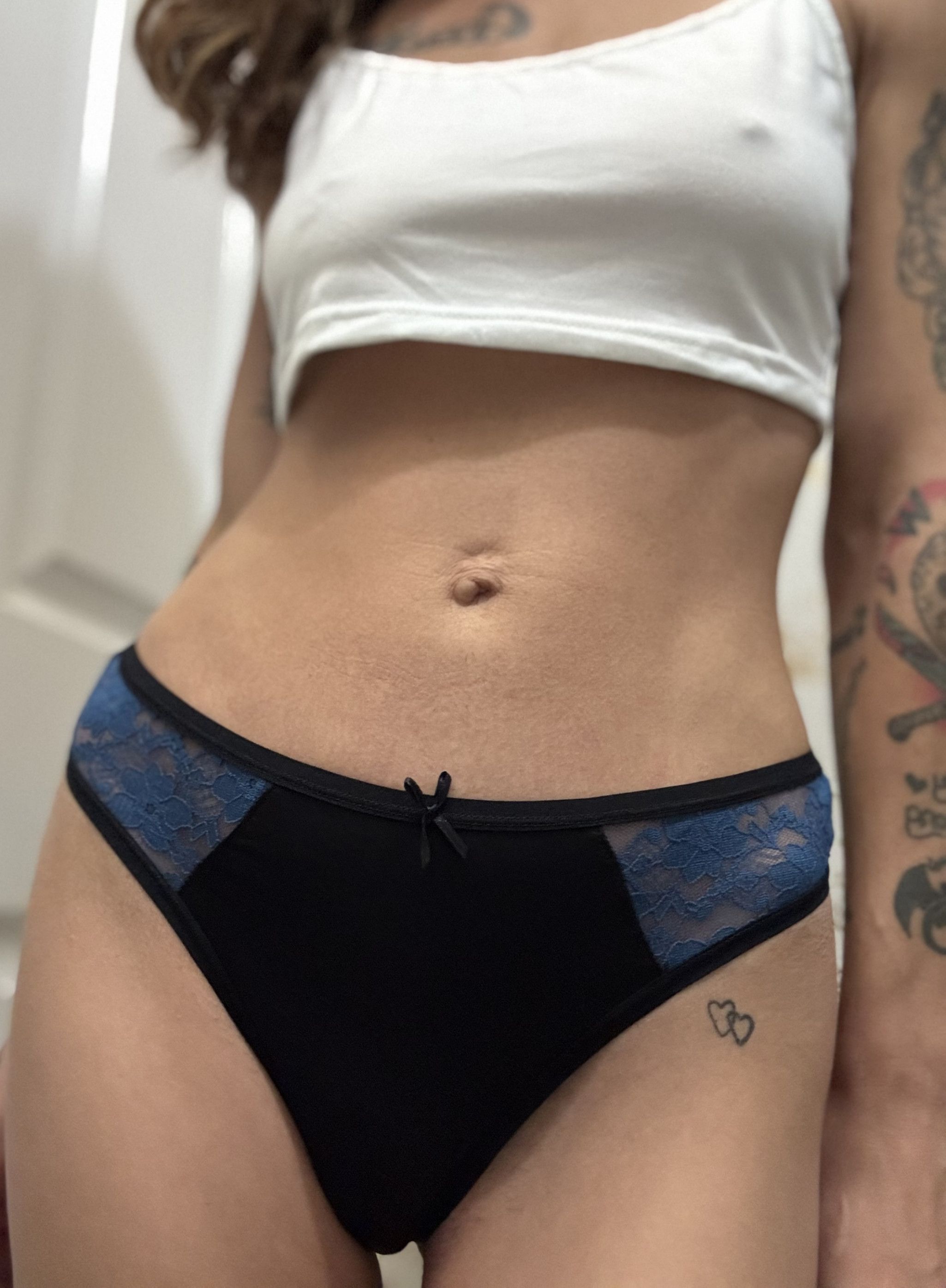Blue lace thong