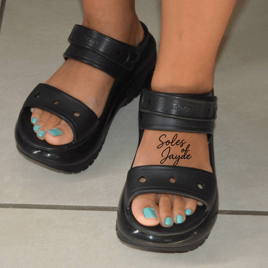 Turquoise Toes in Black Crocs 5 Image Set