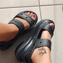 Feet Fetish Pink Toes in Black Crocs 8 Image Set