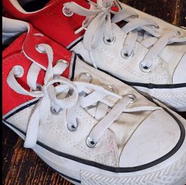 Red and White Converse Size 6
