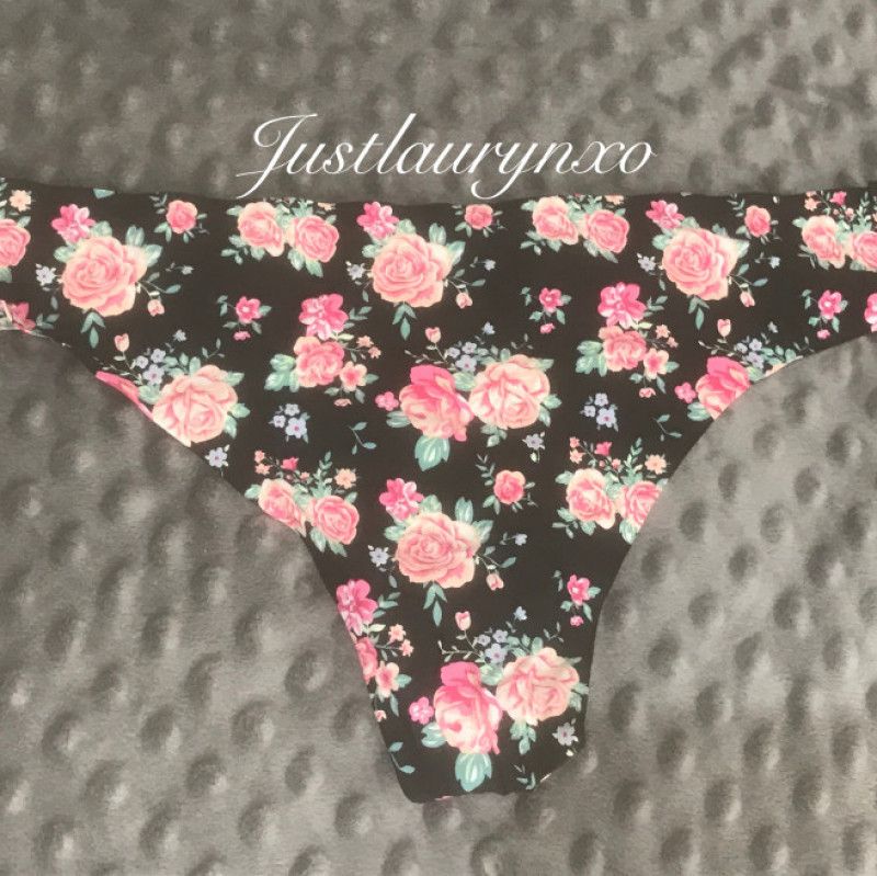 Black Floral Spandex Style Thong