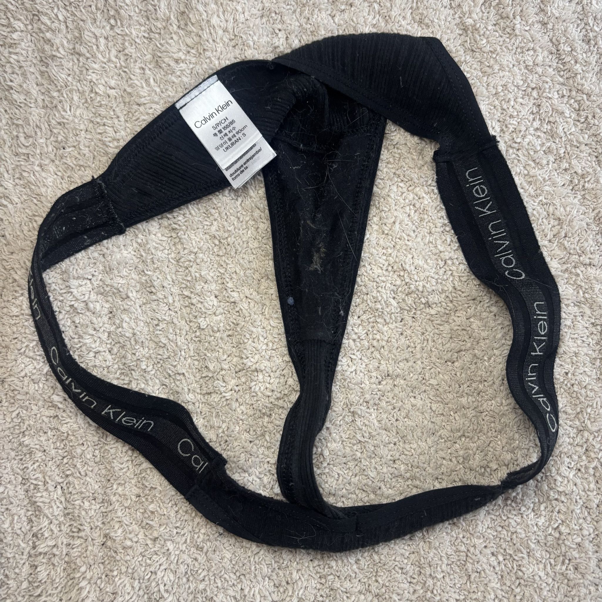 Black Calvin Klein Thong Panties Well Worn