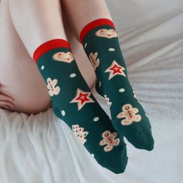 Green Christmas Cookie Socks