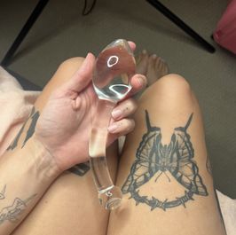 Glass dildo with plug