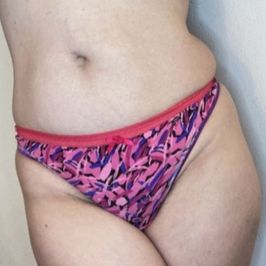 Pink Multi Colored Thong With Pink Lace And Pink Bow