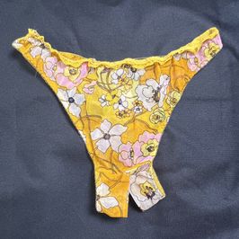 Floral Yellow Crotchless Panties