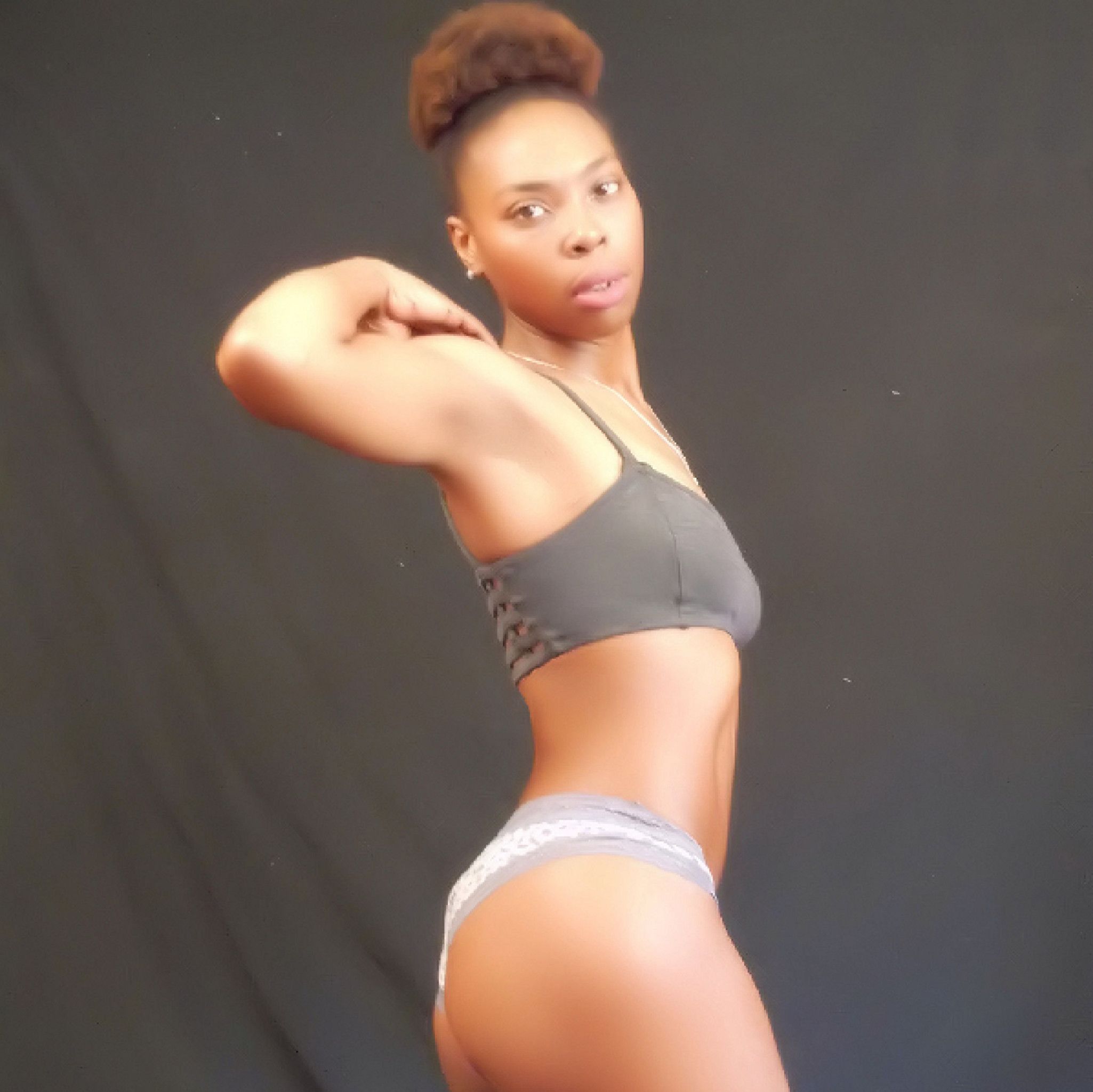 Hot Ebony goes topless