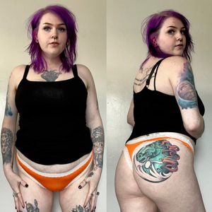 Burnt orange thong with lace accents