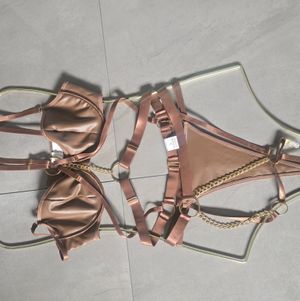 Brown and gold lingerie set