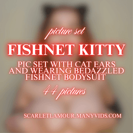 Nude pic set: cat ears and see through fishnet bodysuit