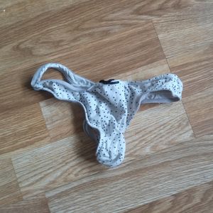 White dotted thong with bow