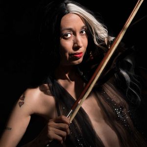 Tattooed MILF Hair Playing Violin Dark Artistic Art