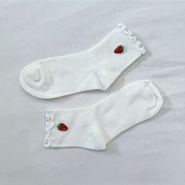 White strawberry socks