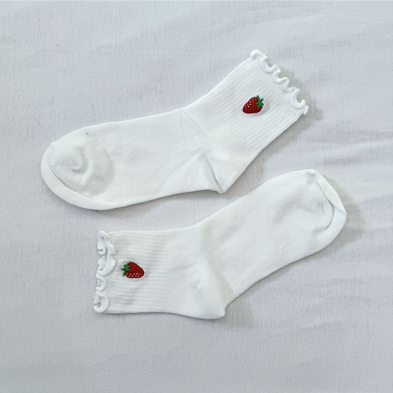 White strawberry socks