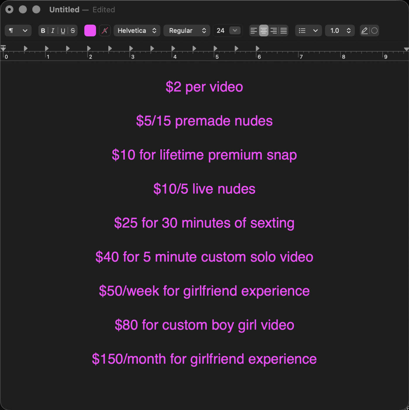my menu