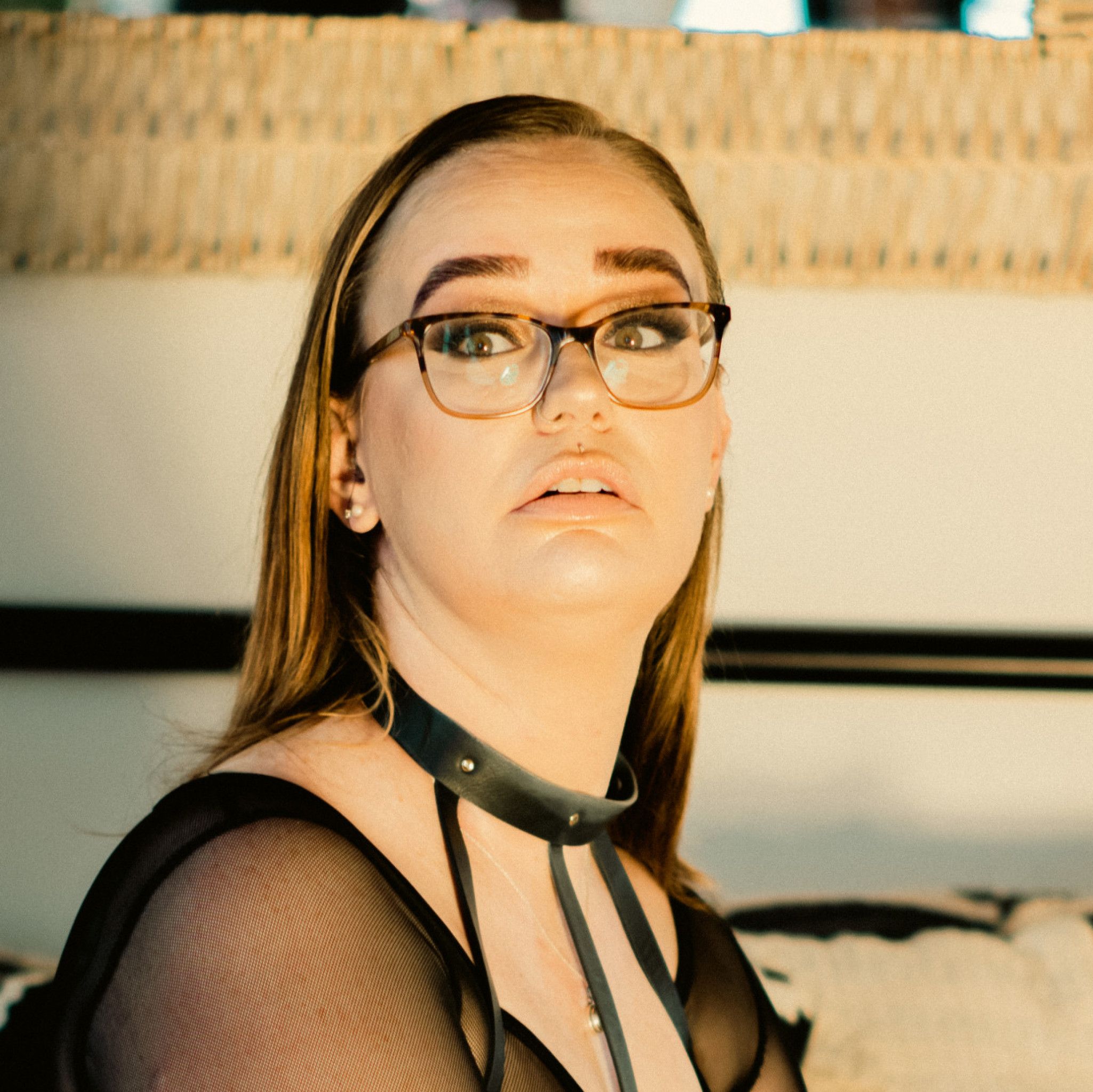 A Sheer Body Suit and Harness Photo Set