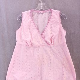 Worn Womens medium Pink eyelet Empire Waist tie back