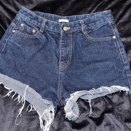 Worn Womens Blue Jeans Shorts