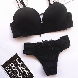 Worn Black Bra and Panties Set