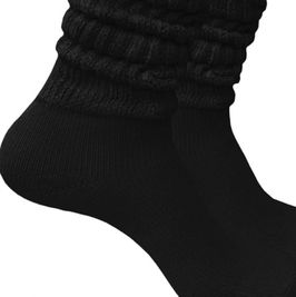 1 Pair Worn Black Womens Cotton Heavy Scrunchy Slouch Socks