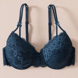 Worn Blue Silk Lightly Lined Mastectomy Bra