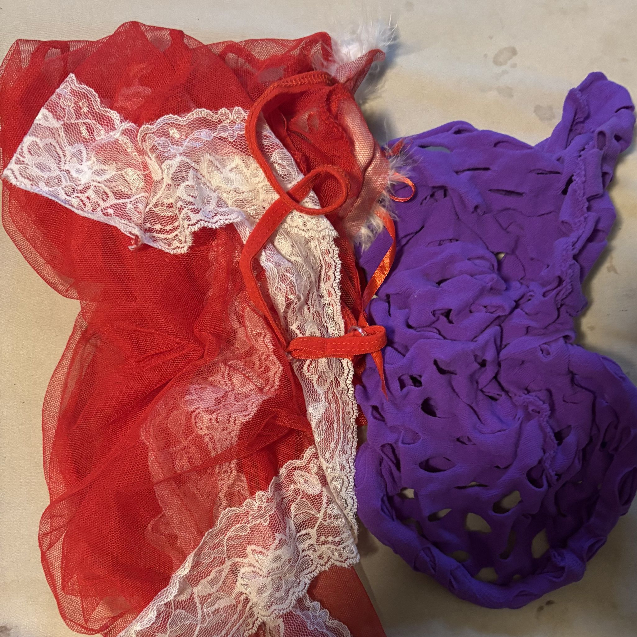Worn Purple and red Crossdressing Roleplaying Tops