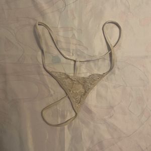 Heavily Worn White G String Thong