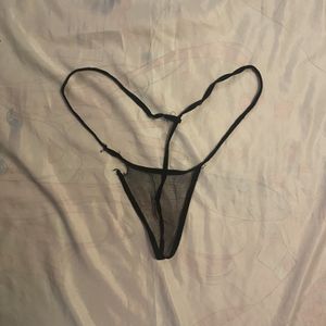 Heavily Worn Black G String Thong