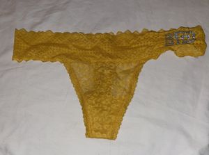 Yellow lace thong