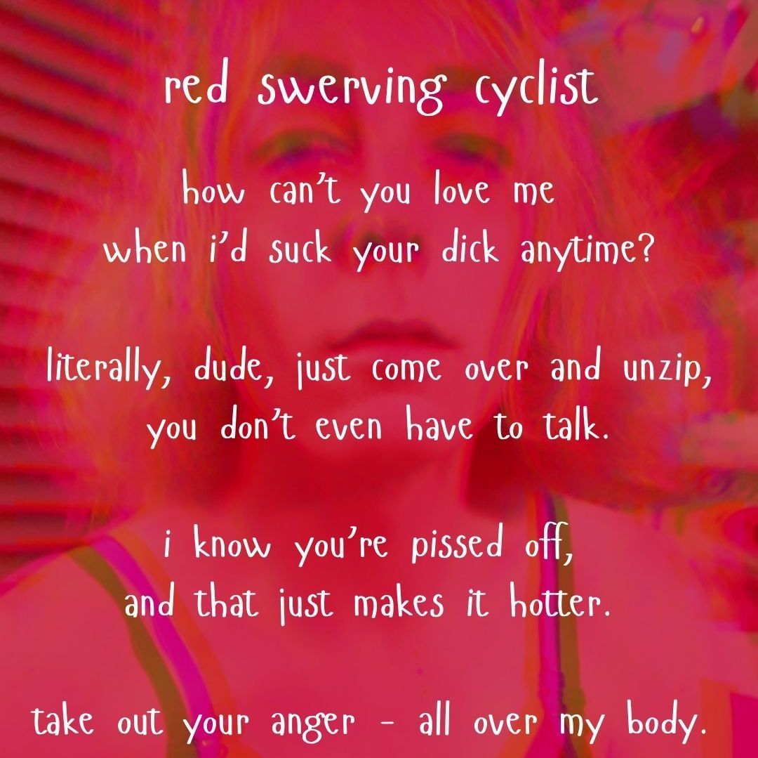 red swerving cyclist: poem lyric cards