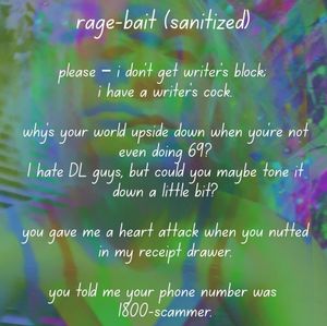 rage bait sanitized: poem lyric cards