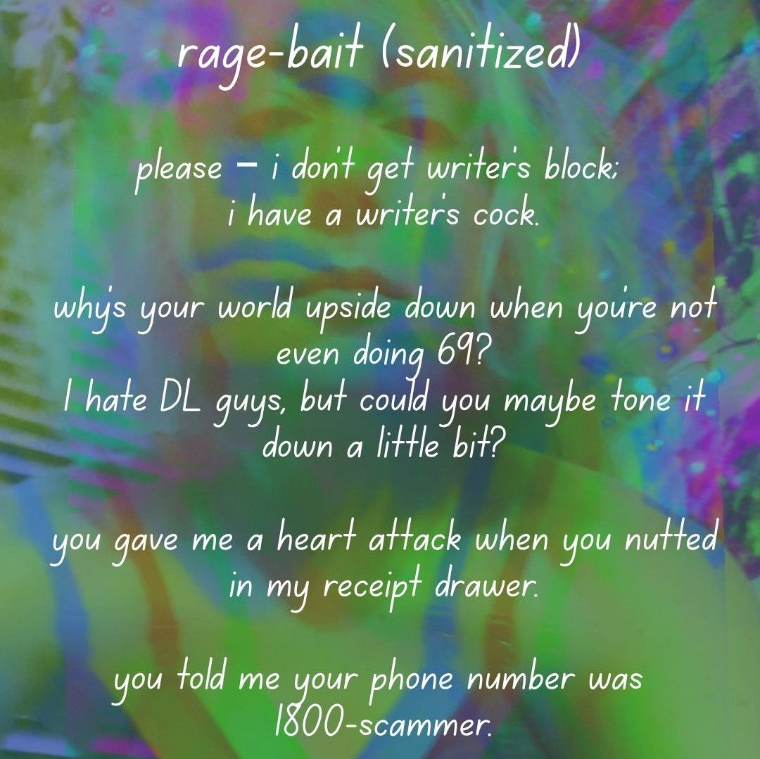 rage bait sanitized: poem lyric cards